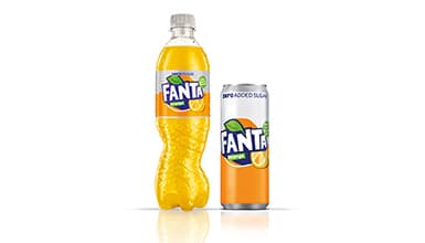 Fanta zero bottle and can