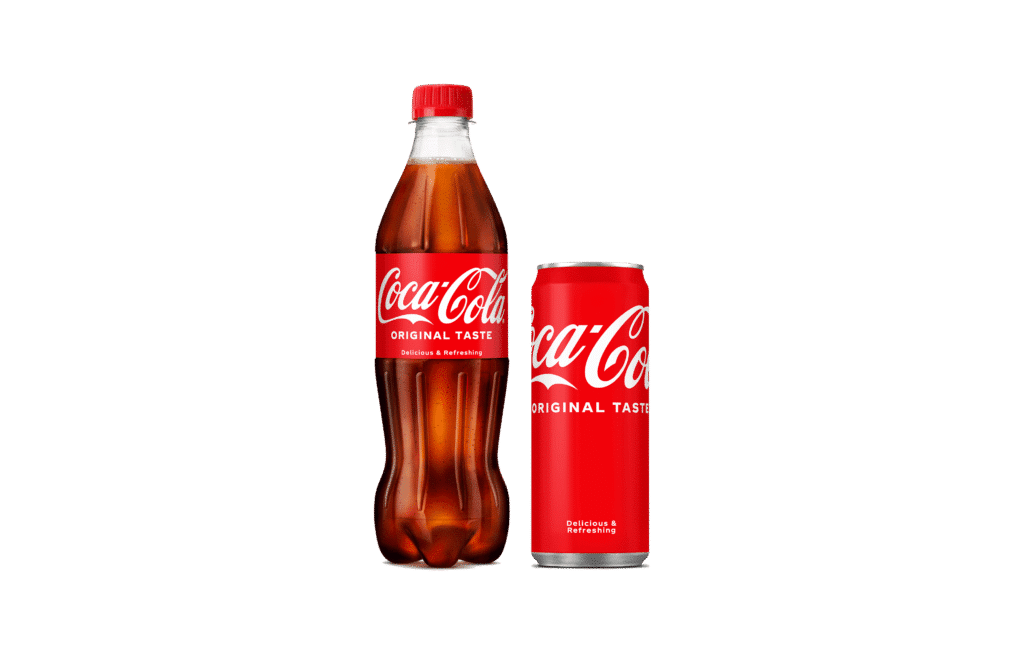 Coca-Cola 500ml bottle and Coco-Cola 330ml can